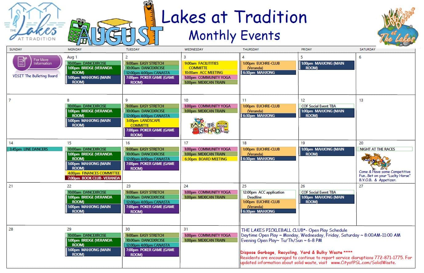 LAT August 2022 Calendar The Lakes At Tradition