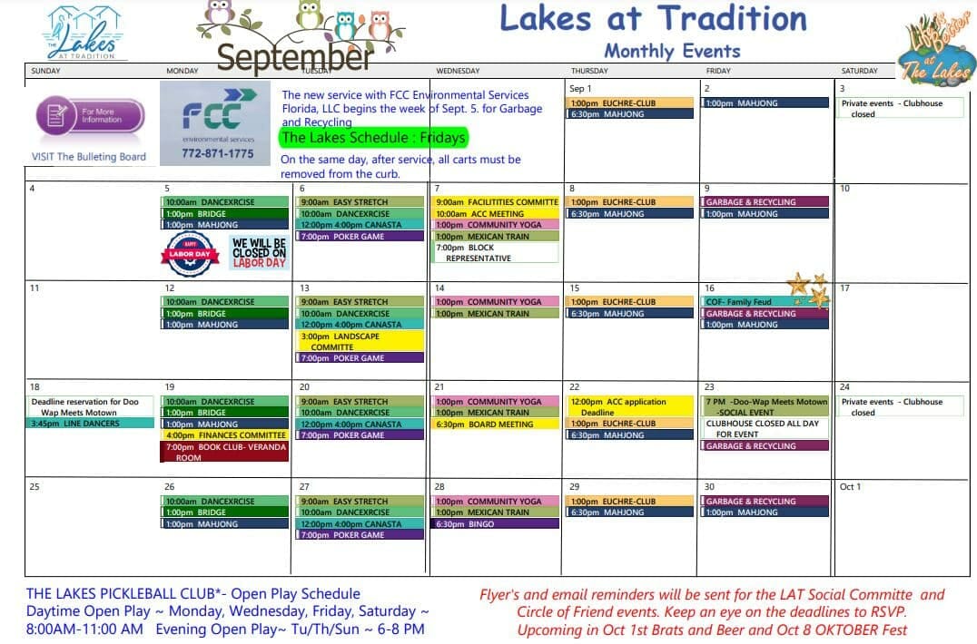 LAT SEP 2022 Calendar - The Lakes at Tradition